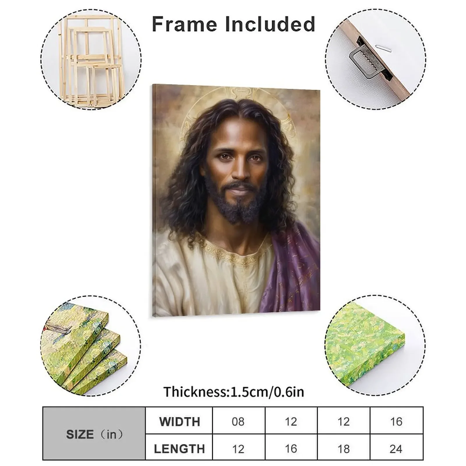 African American Jesus Christ Portrait Canvas Painting Funny Customize Bar Party Customize Framed Wall Paintings