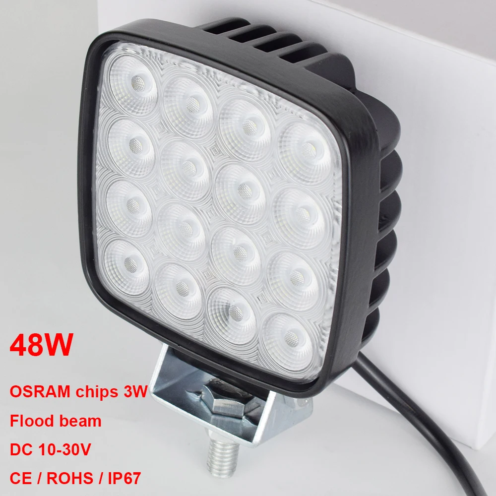 4 inch LED Flood Light Excavator Squar Forklift Tractor Heavy Duty Blub Offroad 12V 24V 6240LM  Agricultural vehicles 1