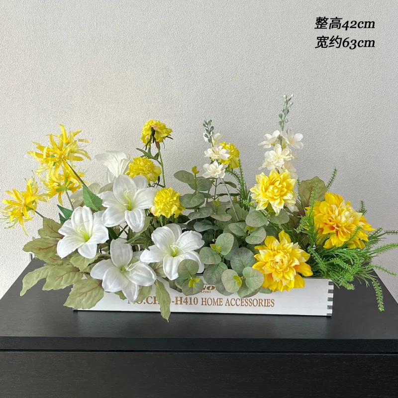 solid wood fence fake flower artificial arrangement floral ornament decorative