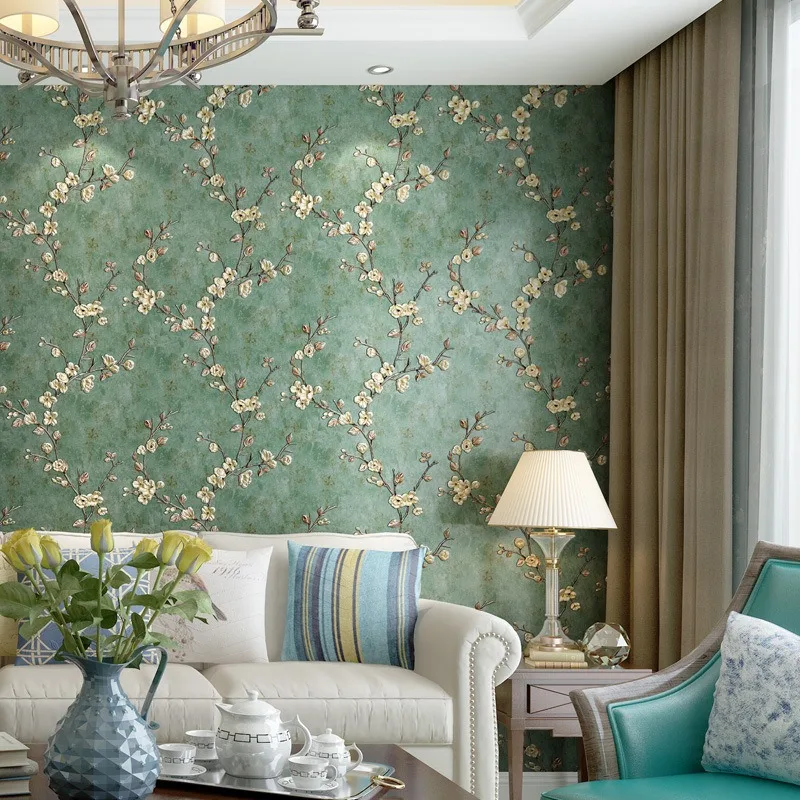 1 Roll 3D Floral Wallpaper Vintage Self-Adhesive Removable Pink and Golden Flower Pattern for Bedroom and Living Room Decor
