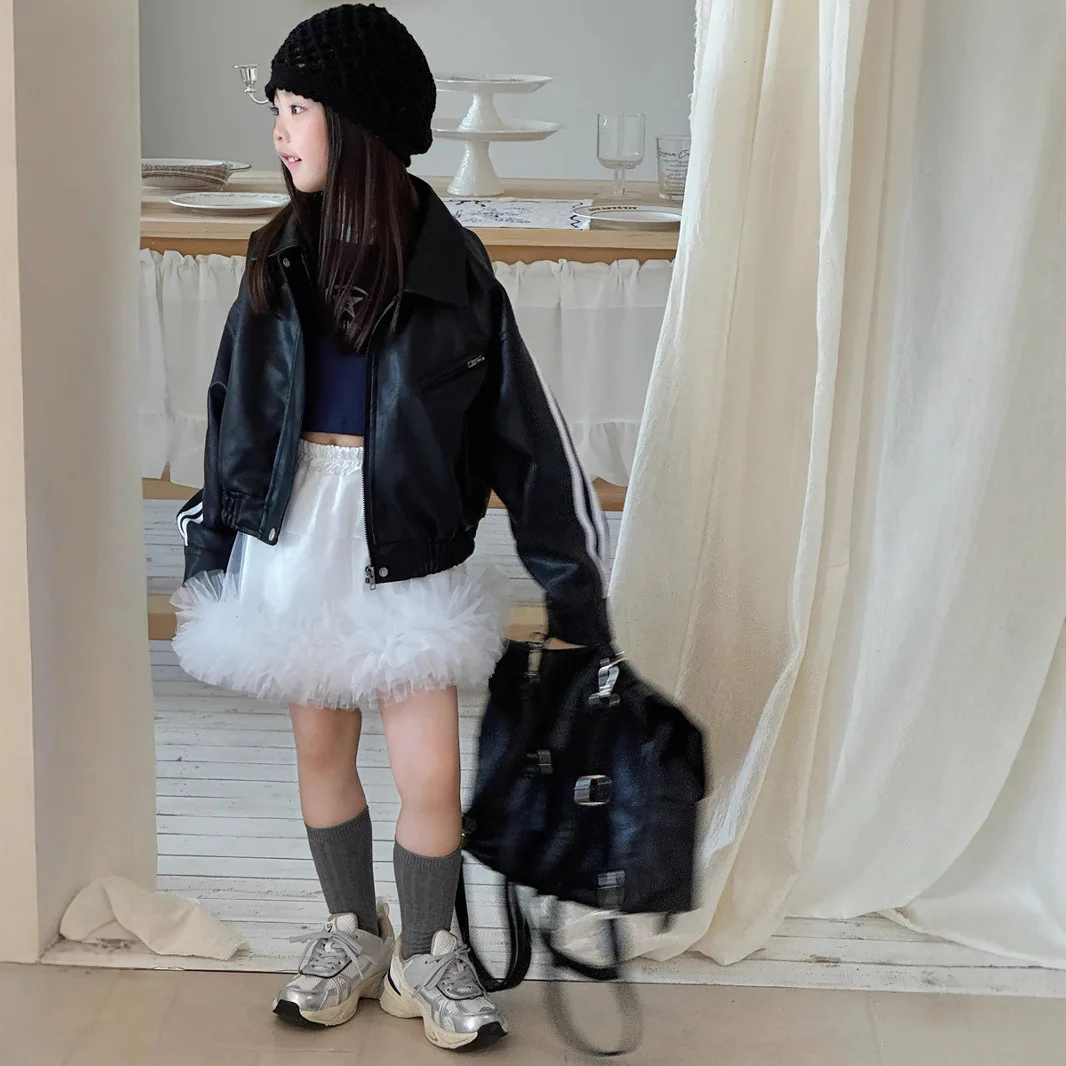 New Korean Mesh Cake Puffy Skirt for Girls Ballet Style Short Skirt for Baby Girls White Gauze Skirt