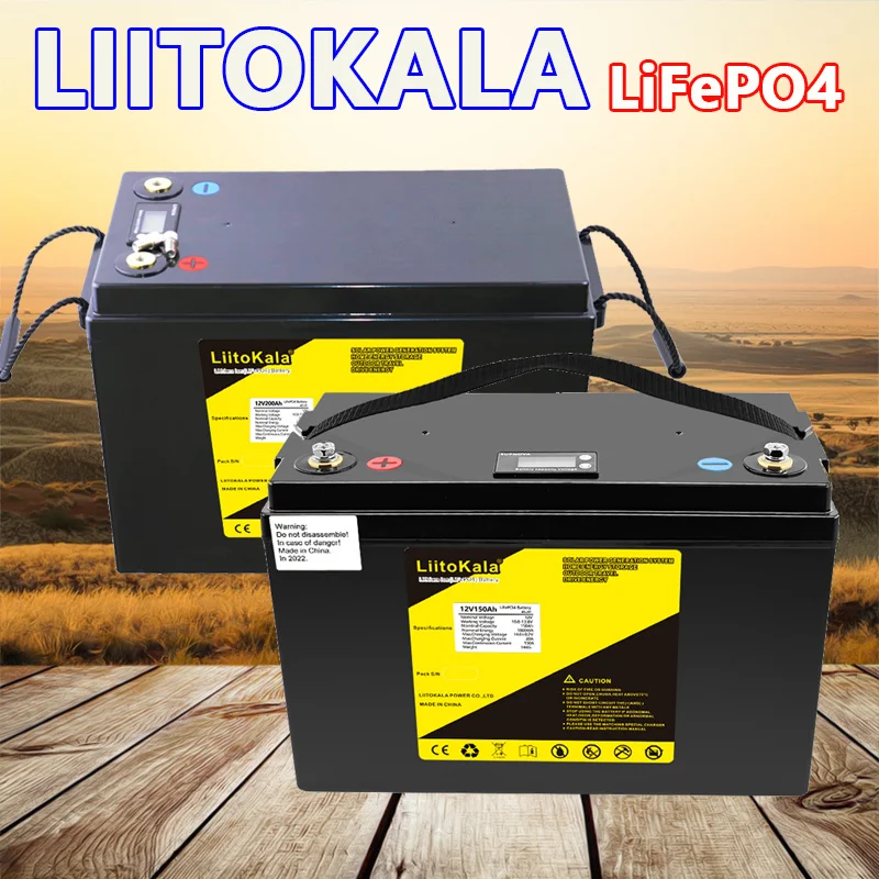 LiitoKala 12V60Ah/100Ah/120Ah/150Ah/200Ah/300Ah LiFePo4 Battery Pack for 4S 12.8V RV Boat Motors Inverter Solar Powerlar Wind