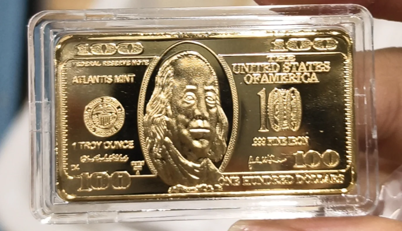 USA Gold Tone Commemorative Souvenir Bar Metal Coin 1Pcs With Gift Box For Collection
