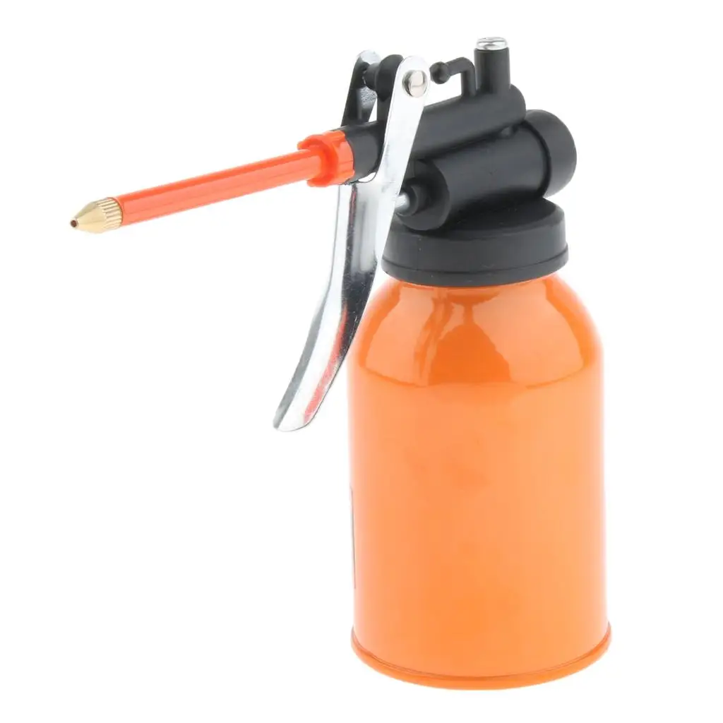 Steel Oil Pot 250ml High Pressure Oiler with Foldable Spray Spout Industrial Oil Pump Can for Mechanical Equipment Lubrication