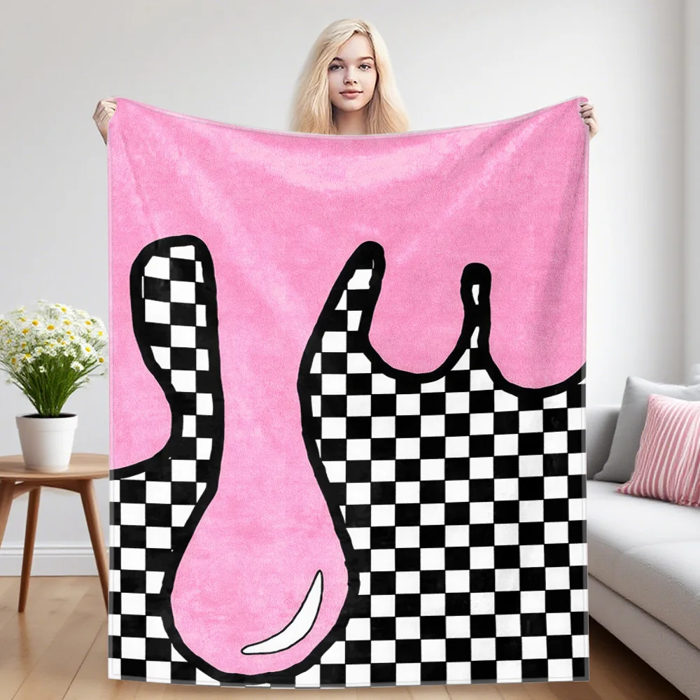 Checker Drip Bunny Warm And Soft Halloween And Christmas Sofa Decoration Gift With Flannel Blanket