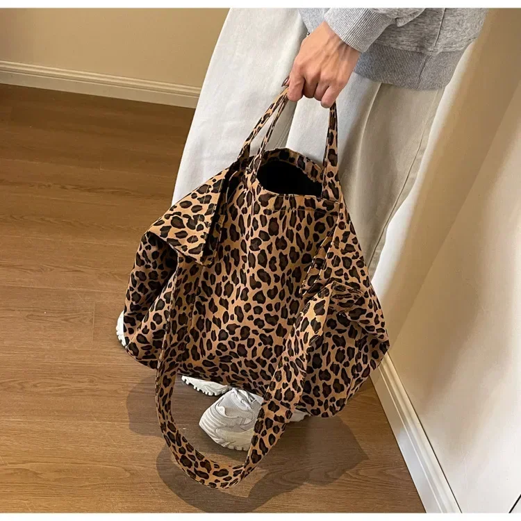 Oversized leopard tote bag lifestyle image