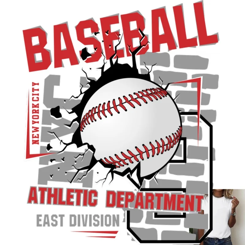 Sports - style Baseball Wall - breaking Print Heat - transfer White Ink Iron - on, Suitable for T - shirts, Canvas Bags, Casual