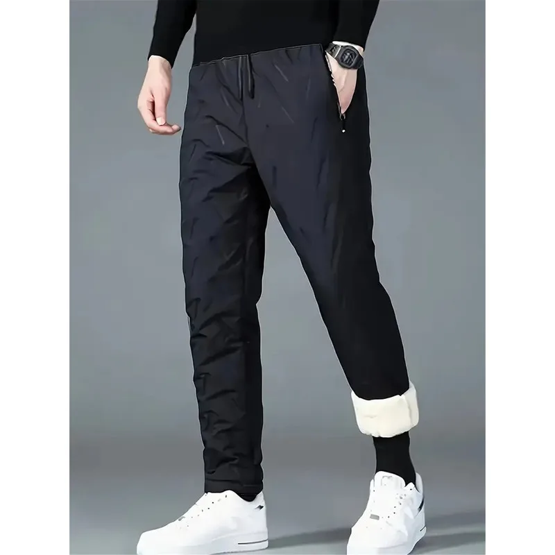 Man Winter Windproof Pants 2-Pack Men's Casual Fleece Lined Jogging Clothing Thermal Male Cold Weather Sports Clothes Padded