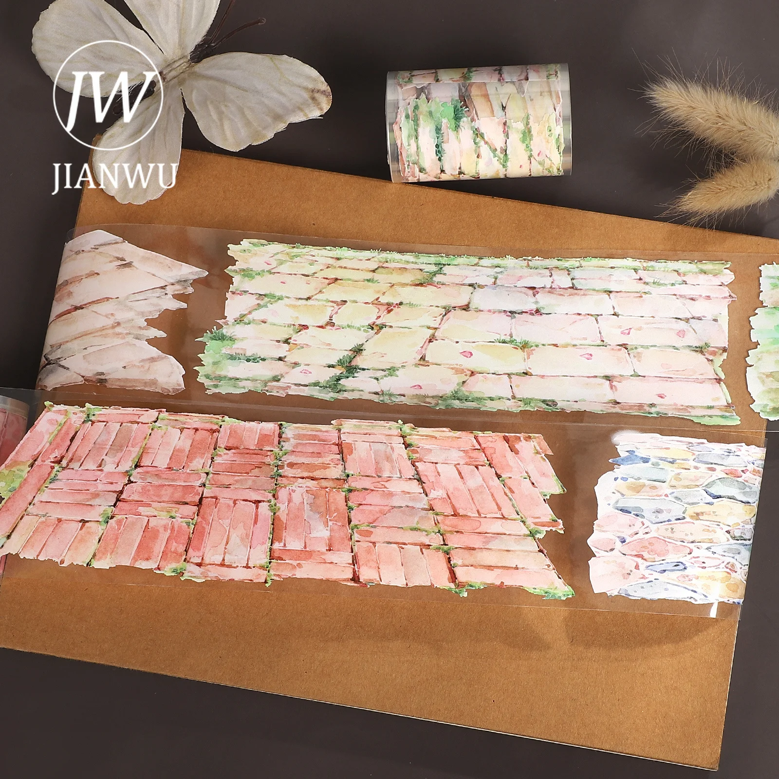 jianwu-68mm-5m-vintage-stone-road-landscape-material-collage-scrapbooking-pet-tape-creative-diy-journal-stationery