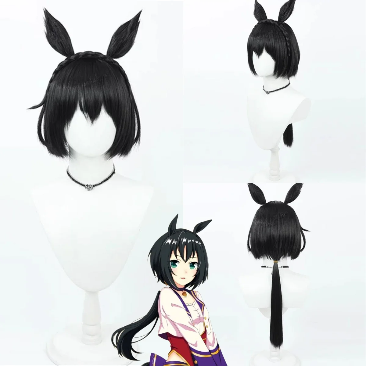 

Парик для косплея Uma Musume Pretty Derby Stay Gold, парик для аниме и игровых вечеринок, термостойкий синтетический черный парик