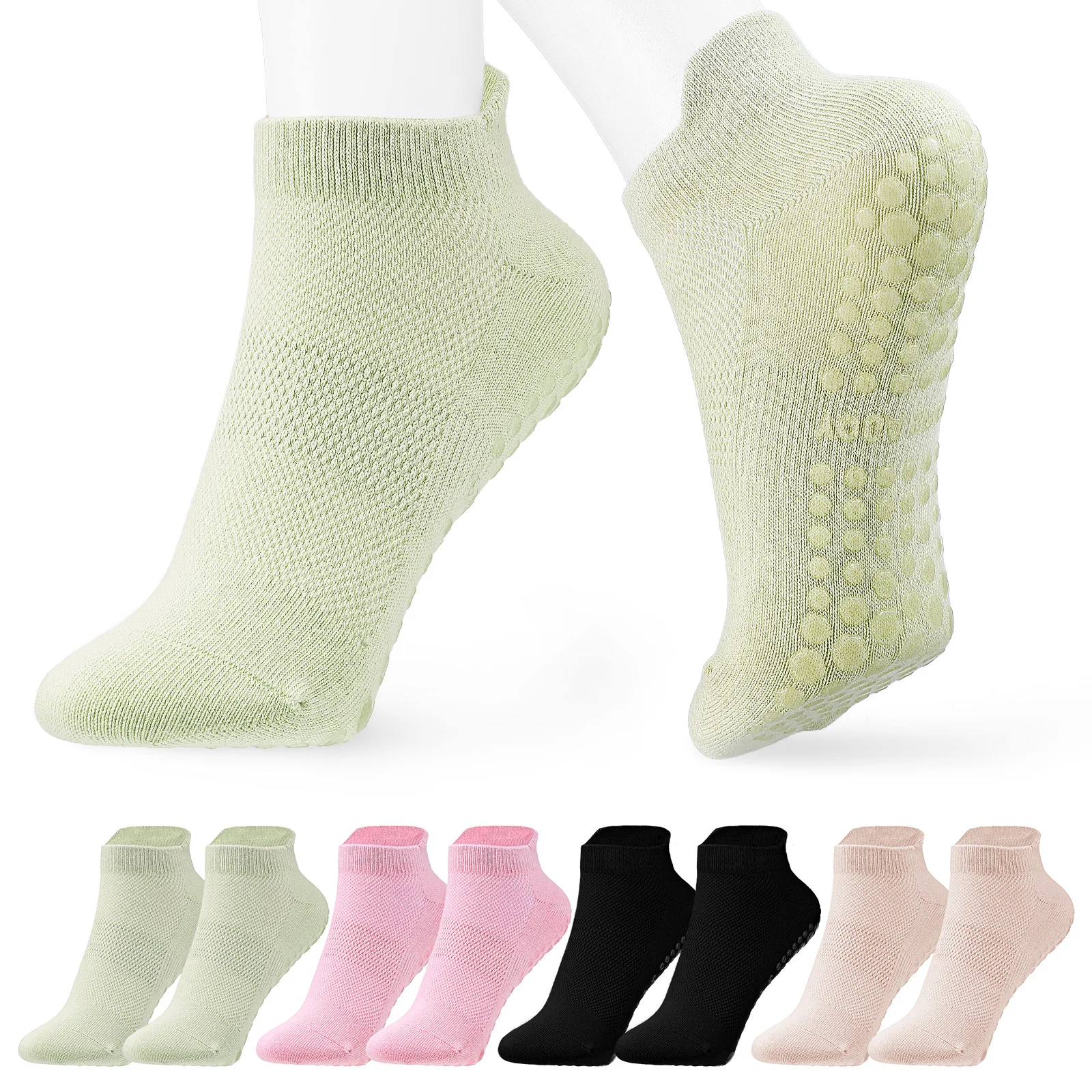 

Anti-Slip Yoga Cotton Pilates Grip Socks Women Silicone Bottom Short Ankle Socks For Pilates Yoga Exercise Sportswear