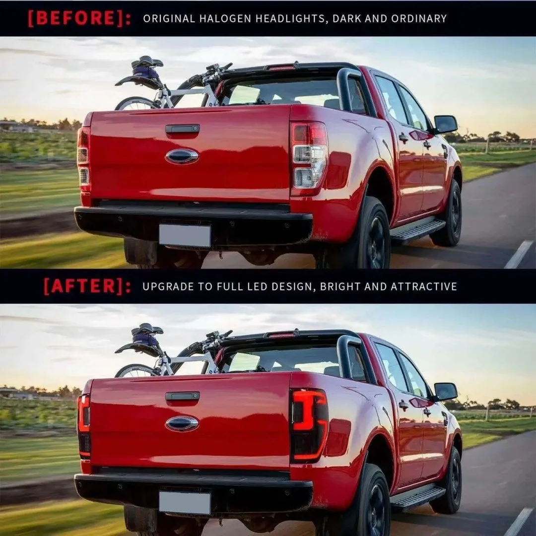 LED Tail Lights For Ford Ranger 2012-2021 Start-up Animation Sequential Signal Rear Lamps Assembly Accessary
