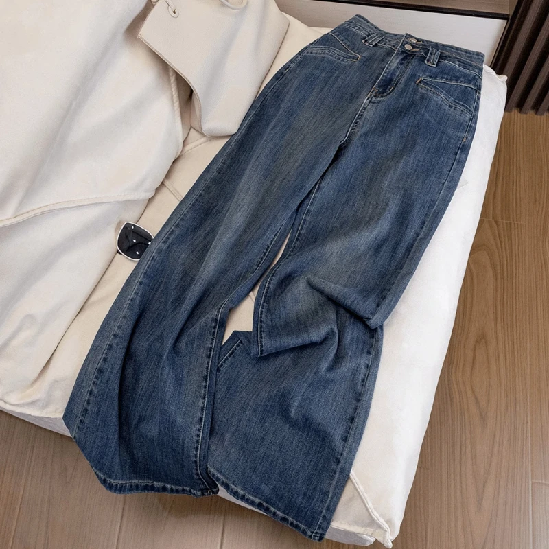 

For Women in 2025 Spring New Style Wash Elastic Loose and Loose Without Fitting Legs to Make Them Look Slimming Jeans