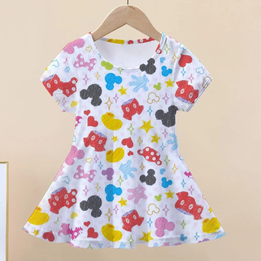 

Summer new children's clothing Disney Mickey Mouse printed sleeveless dress, suitable for girls aged 3-14, casual and breathable