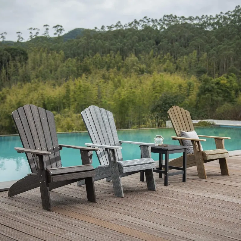 Chair Set of 4, Outdoor Oversized Patio Chair Poly Lumber Weather Resistant & Durable Fire Pits Chair for Poolside