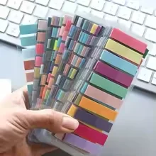 200Pcs of European vintage fluorescent PET transparent marked ten mixed colors for organization recording Suitable for office