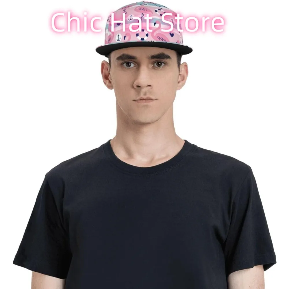 قبعة مسطحة قابلة للتعديل للرجال والنساء، قبعة بيسبول هيب هوب - فلامنغو مخططة باللون الوردي #5