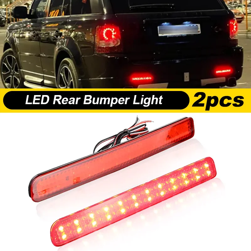 2XRear Bumper Reflector LED Brake Light Red For Range Rover Sport (L320 facelift) 2010 2011 2012 2013 For Discovery 3 4