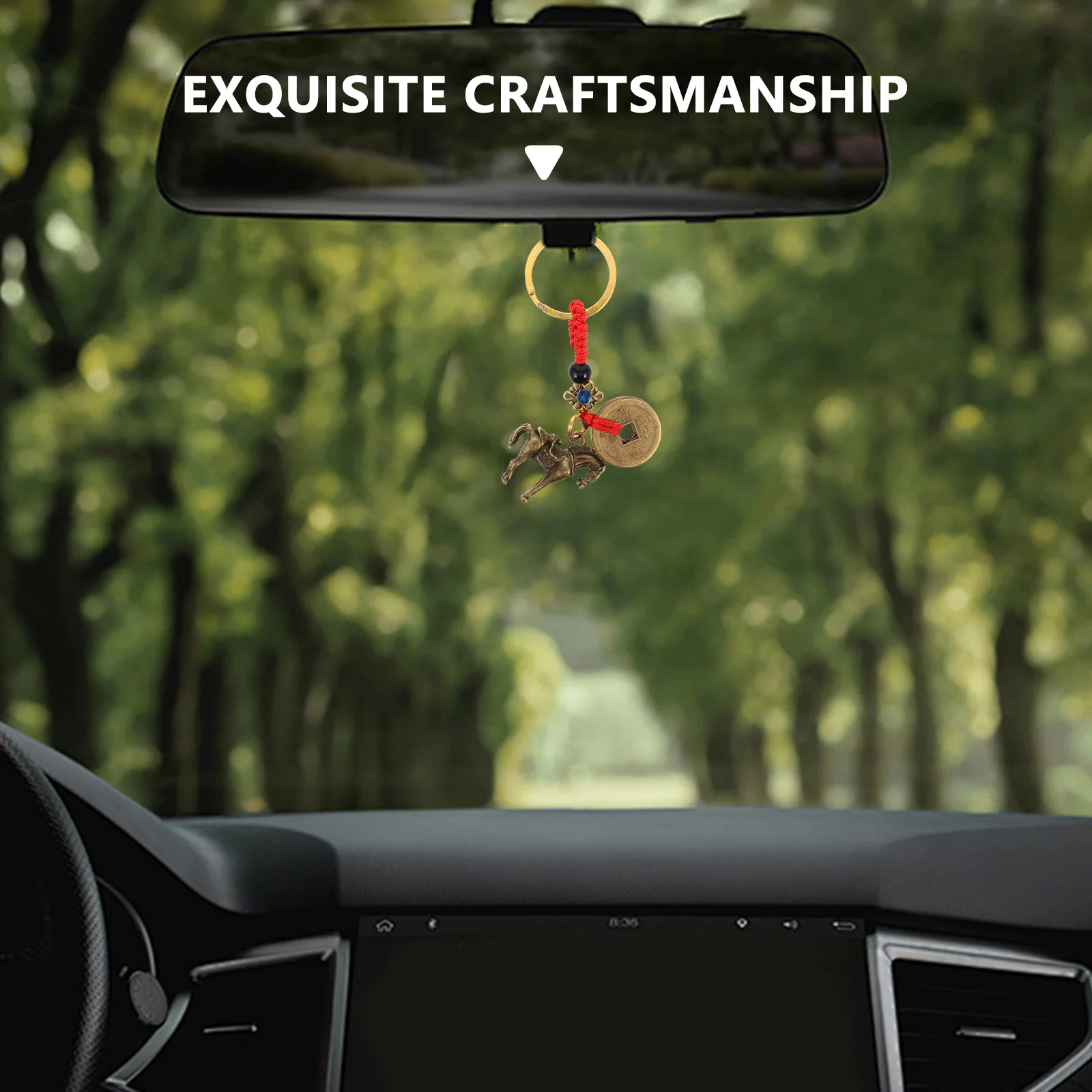 النحاس سيارة قلادة الصينية زودياك مرآة الرؤية الخلفية معلقة ملحق فنغ شوي محظوظ عملة الثروة ديكور #6