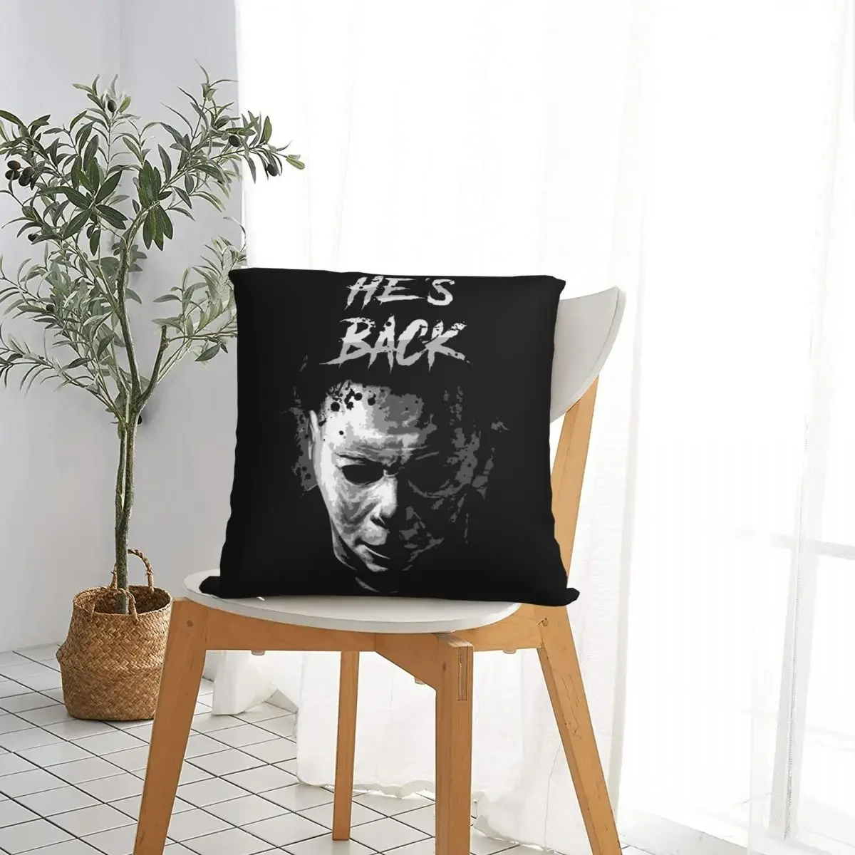 غطاء وسادة للهالوين من مايكل مايرز فيلم رعب ، غطاء وسادة بوليستر ناعم ، غطاء وسادة ديكور ، مقعد مربع ، 45x45 سم #3