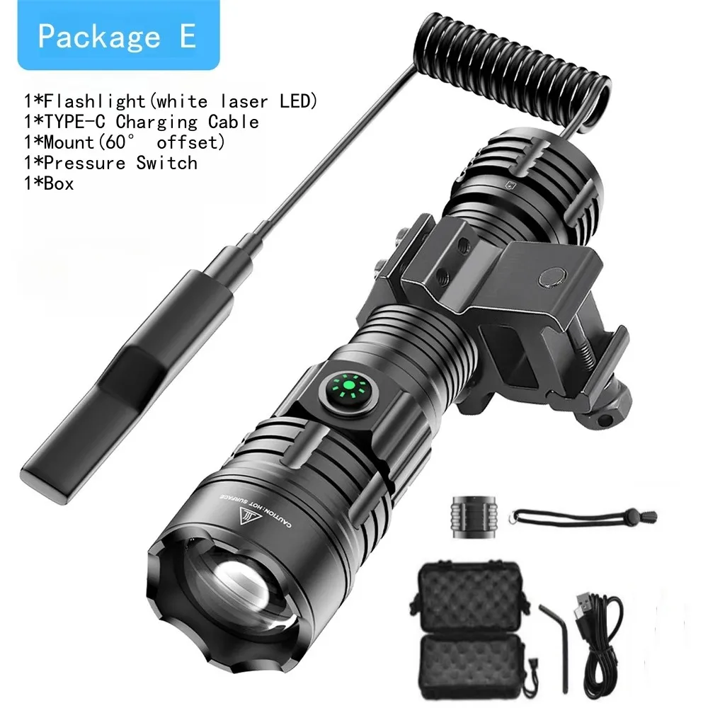 NONE LED Taschenlampe Taktische Night Scout Jagd Lichter Set Long-Shot Leistungsstarke Typ-C Wiederaufladbare Outdoor Wasserdichte Taschenlampe 6