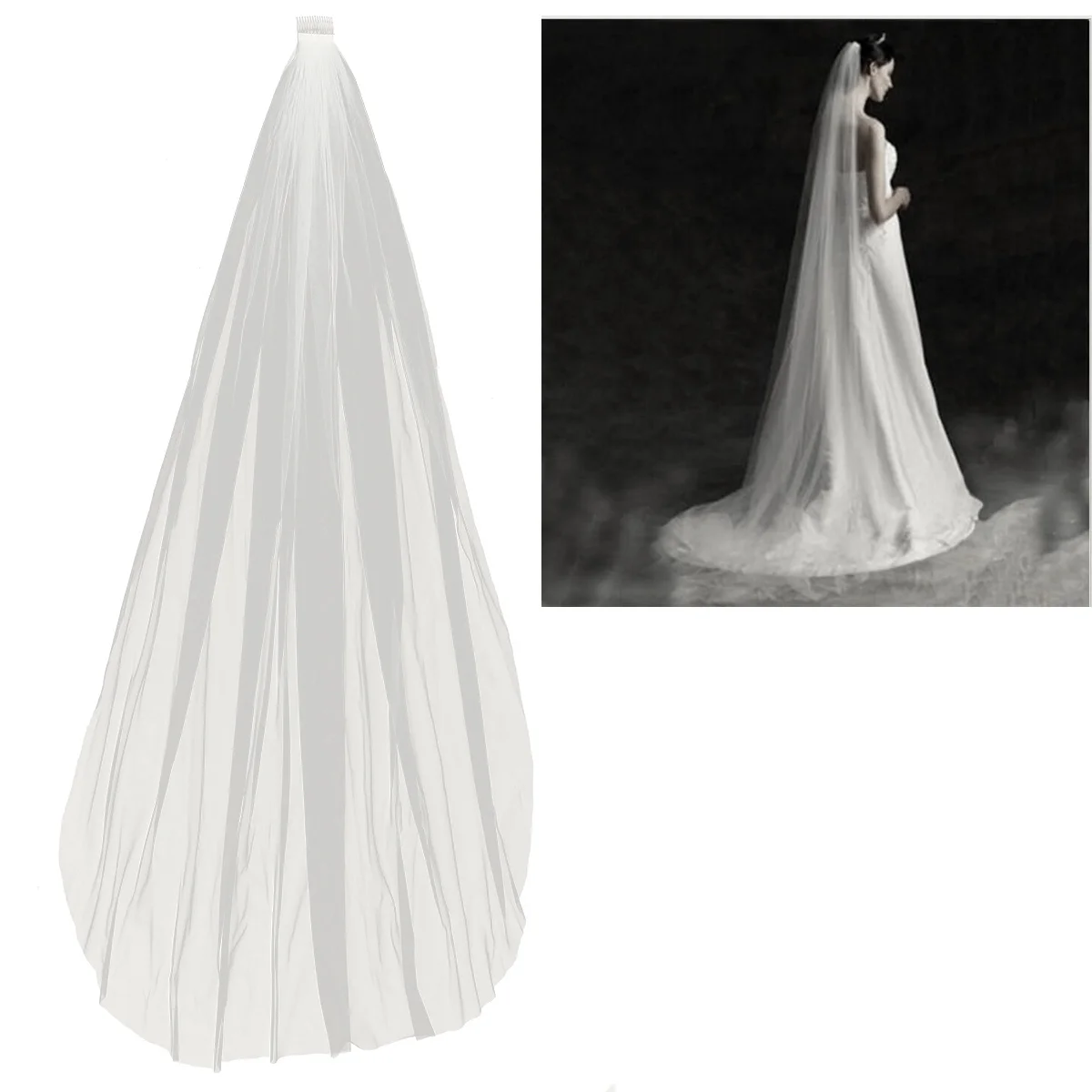

Beige Long Wedding Veil Lace Edge Single Layer Bridal Veils for Bride Easy Attach Comb Bridal Veils Wedding Veil
