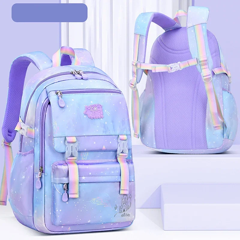 School Backpacks Girl Primary School Bag For Kids Gradient Orthopedic Waterproof Backpacks Children Large Capacity Space Bags