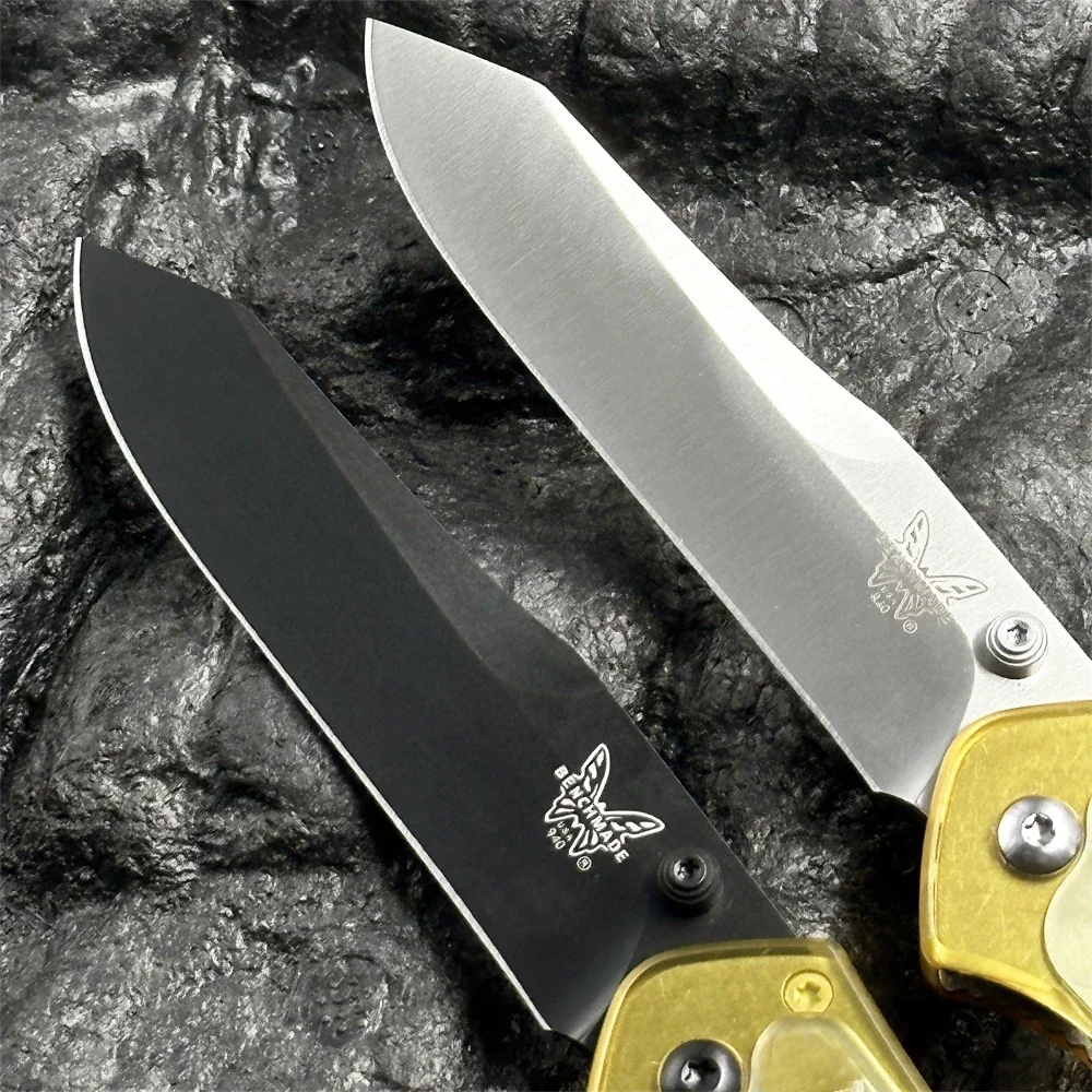 BM940 Folding Knife D2 Blade Transparent Handle Outdoor Camping Hunting Pocket EDC Tool Knife