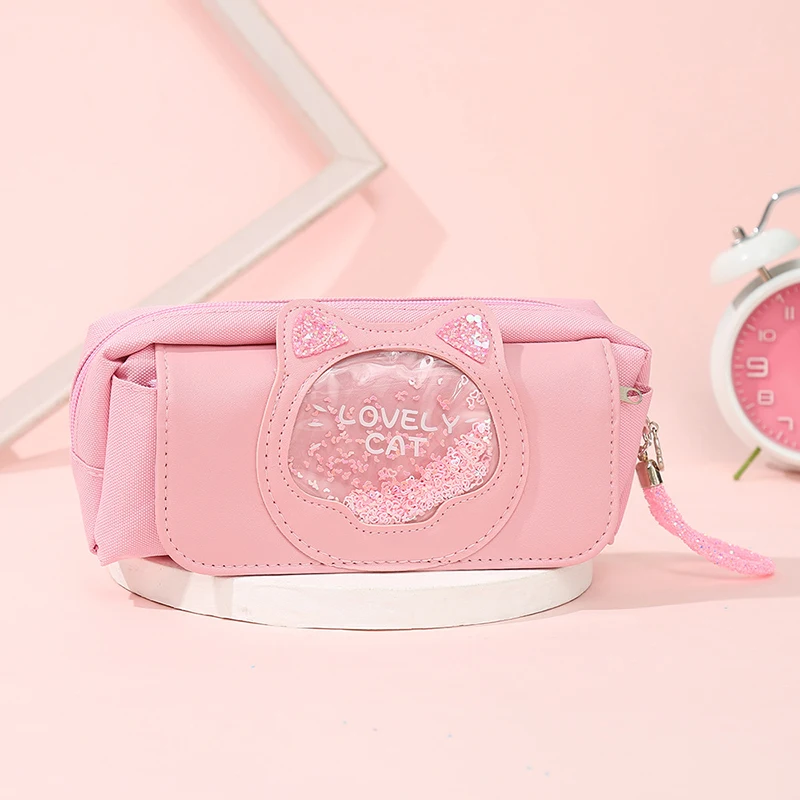 Милый мультяшный ручной пенал, модная многофункциональная косметичка, большая вместительная сумка для хранения канцелярских принадлежностей, школьные принадлежности