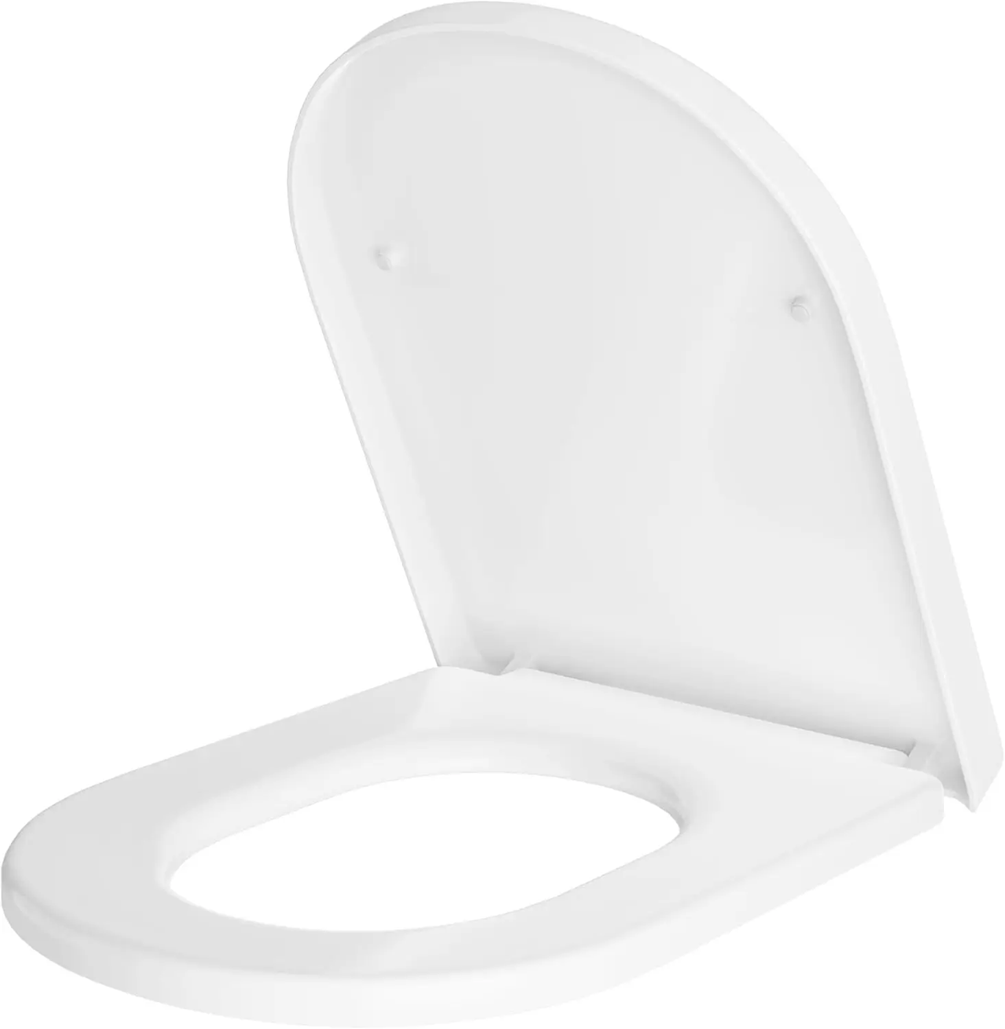 WC-Sitz D-Form Weiß, Premium-Toilettendeckel mit Vollabdeckung (Wrap-Over), Robuster Klodeckel aus PP-Kunststoff, Kratzfest & Farbbeständig, Sichere Scharniere für Standard-Toiletten