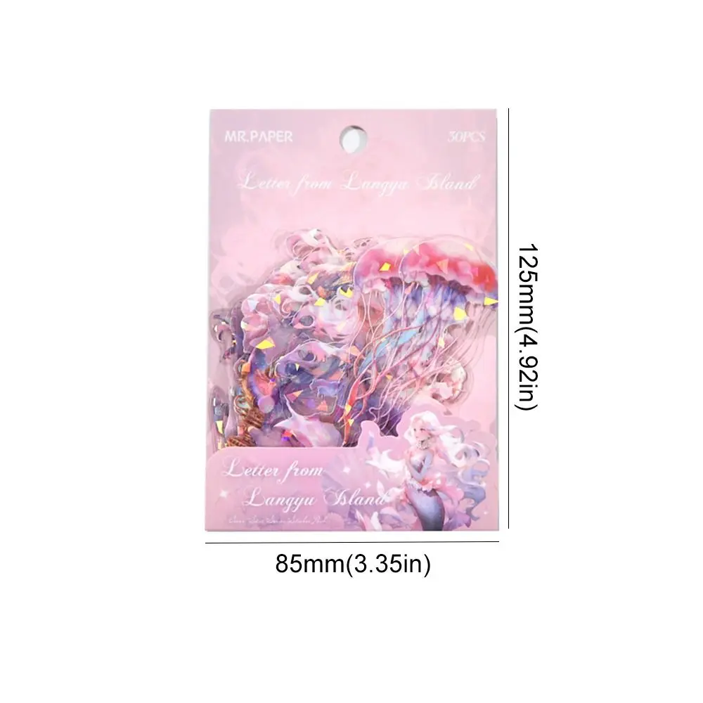 30pcs/bag Creative Dreamy Endless Ocean Sticker PVC Aesthetic DIY Material Sticker Sparkling Shiny Decorative Decals Album