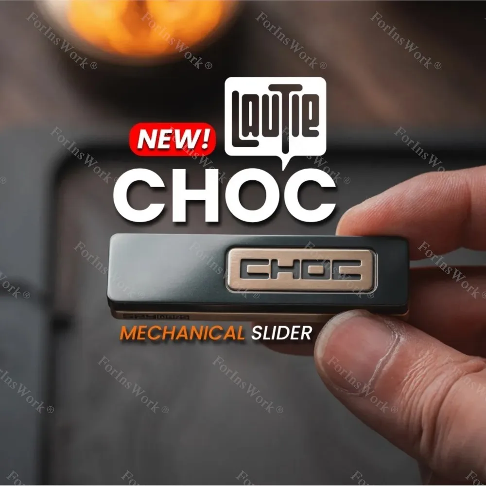 LAUTIE ”Choc" ไทเทเนียมสีฟ้าสแตนเลส Peek ภายในแผ่น Mechanical Fidget Slider Zero สกรูการออกแบบโครงสร้างของเล่น