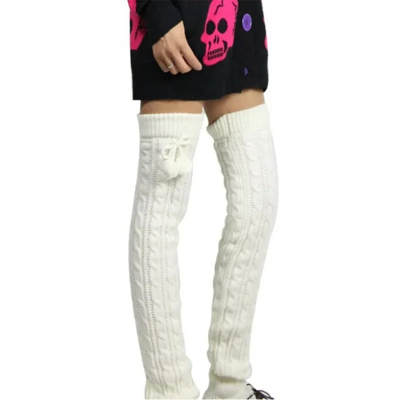 Women's Over-the-knee Stockings Winter Stretch Solid Color Woolen Yarn Knitted Loose Extended Thick Foot Warmers Leg Warmers