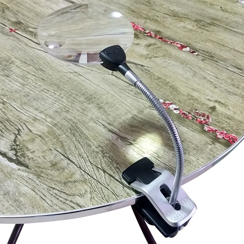 

2.5X 10X Table Magnifier with 2 Led Light Clip-Type Desktop Dual-Purpose Reading Repair Magnifying Lens Magnifying Glass Loupe