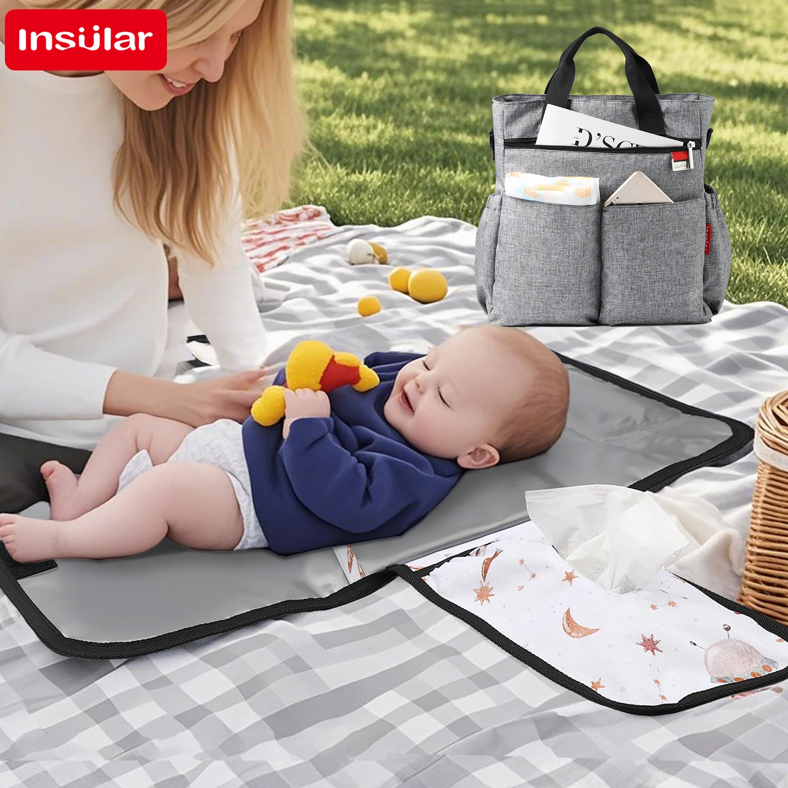 3-Layer WaterproofBaby DiaperChanging Pad FoldableWashable NappyCushion withStorage BagPortable Multi-Functional Infant Care Mat