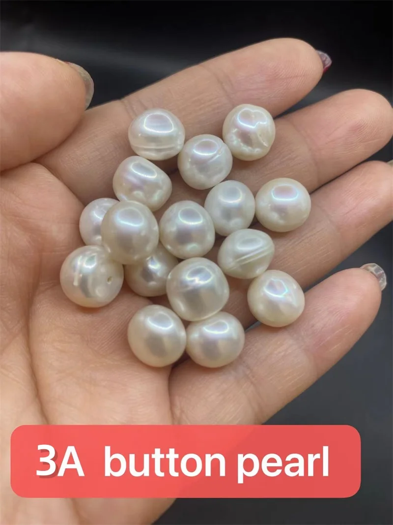10pcs/lot 3A 4A 4MM 5MM 7MM 9MM Natural Pearls Half Hole White Beads Round Button Pearl High Quality for Jewelry Earrings DIY