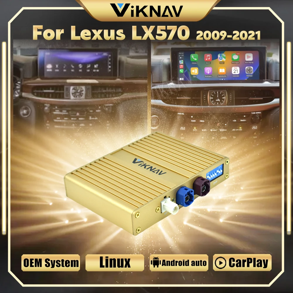 Viknav Linux Interface Decoding Box Fit For Lexus LX570 2009-2021 Android Auto Wireless CarPlay Upgrade Decoder Box