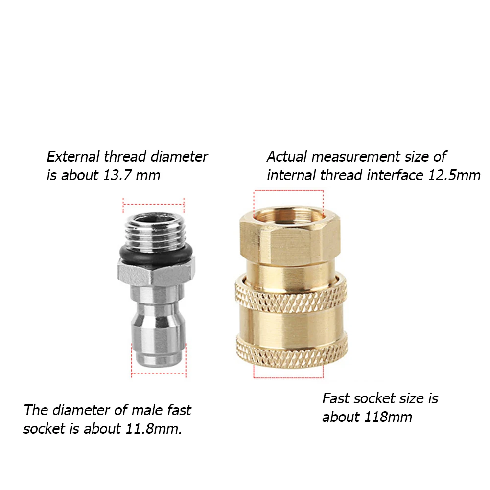 High Pressure Washer Gun Connector 1/4 inch Quick Connector + M14x1.5mm Connector Sprinkler For Snow Foam Pot Lance Spray Nozzle