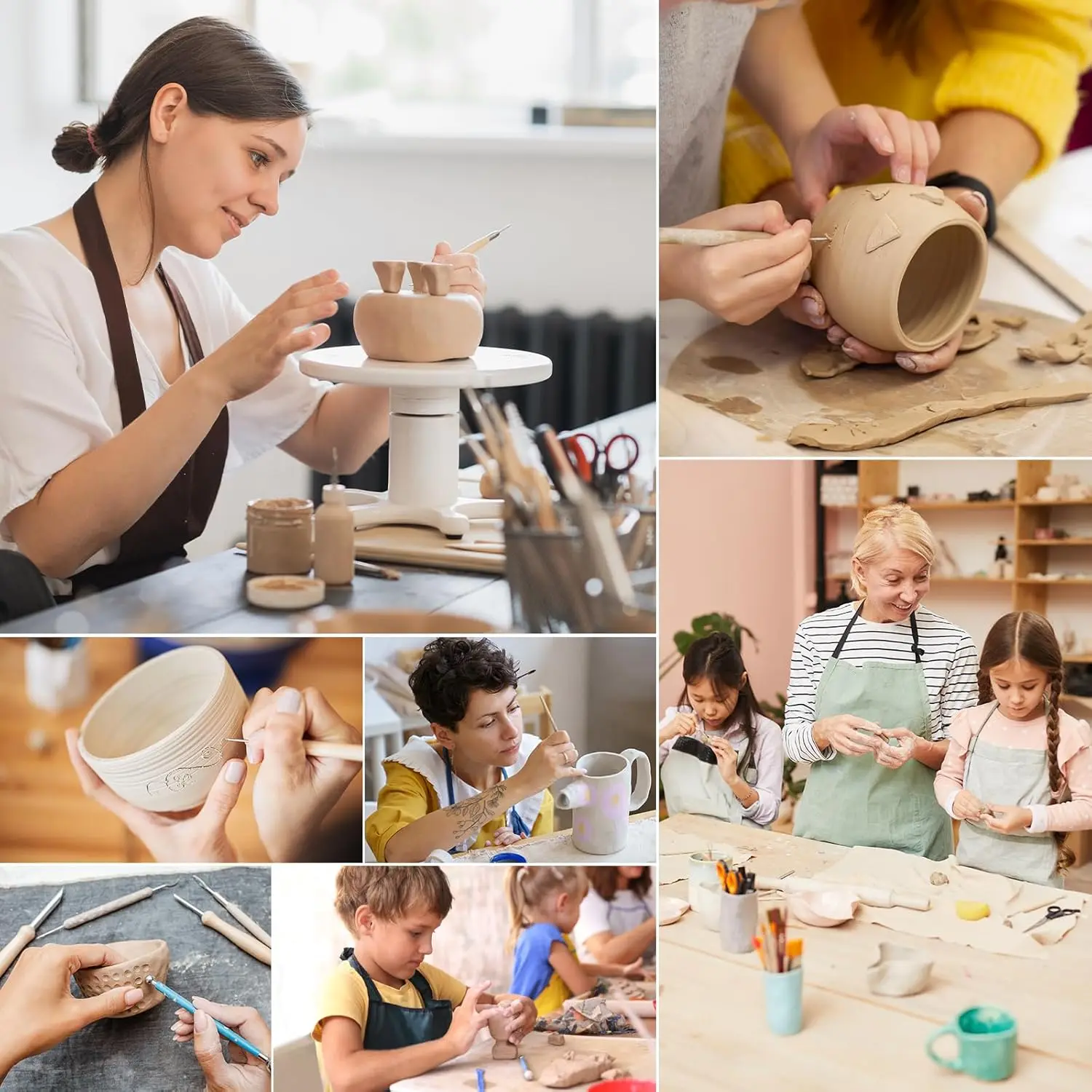 DIY Ceramics Clay Sculpture Polymer tool set Beginner's Multi-tools Craft Sculpting Pottery Modeling Carving Smoothing Wax Kit