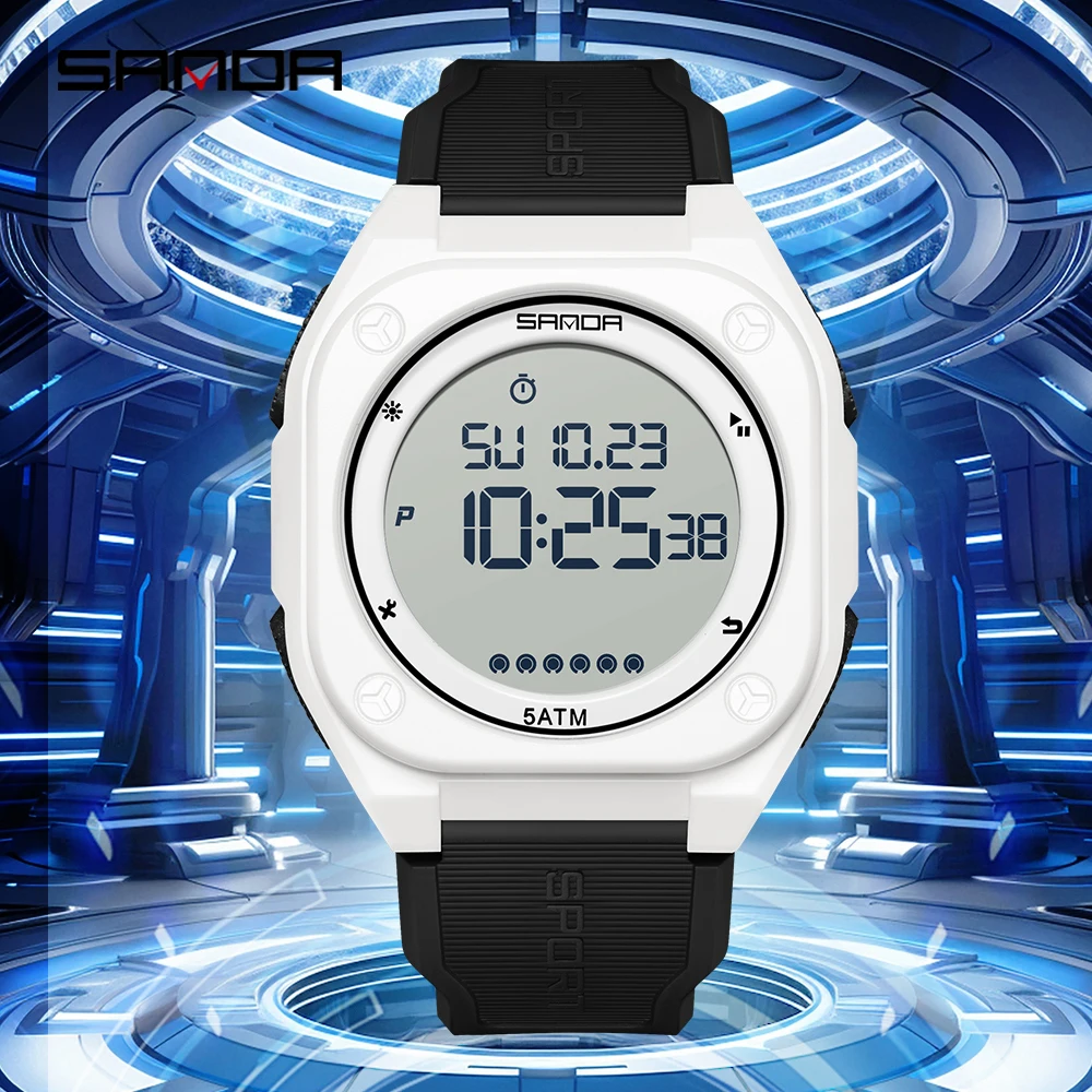 

SANDA 6303 Спорт на открытом воздухе Модные электронные мужские часы Многофункциональный будильник Хронограф Календарь Водонепроницаемые мужские часы