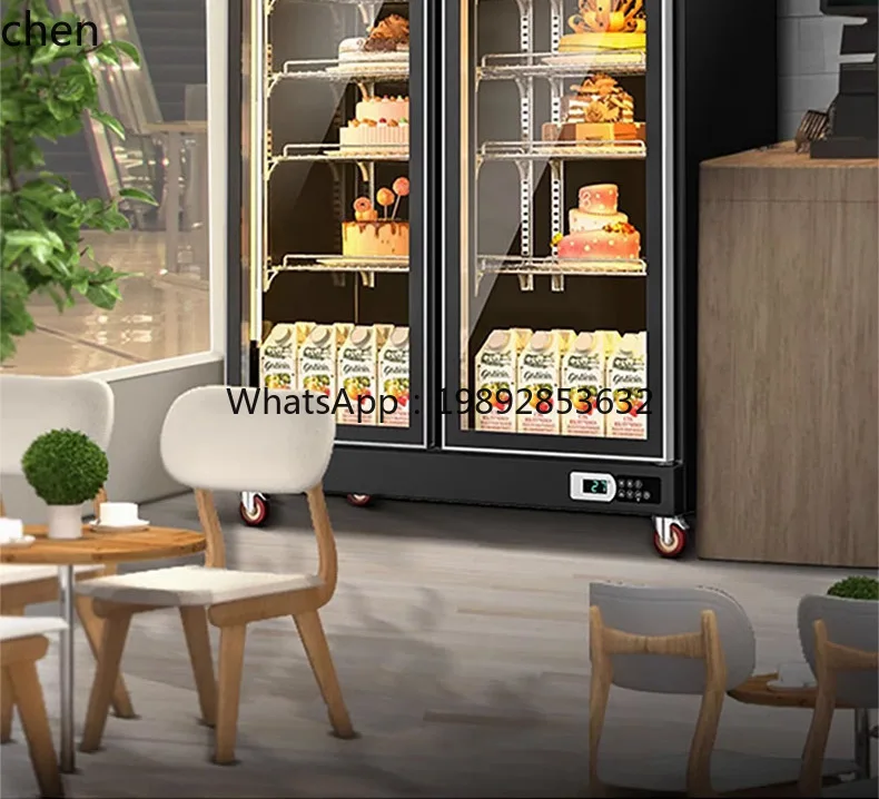 commercial vertical cake display cabinet, supermarket fruit preservation, dessert baking air-cooled freezer