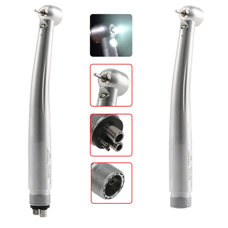 Dental LED High Speed Handpiece E-generator Turbine Standard Head Push Button 3 Water Spray 2/4 Hole