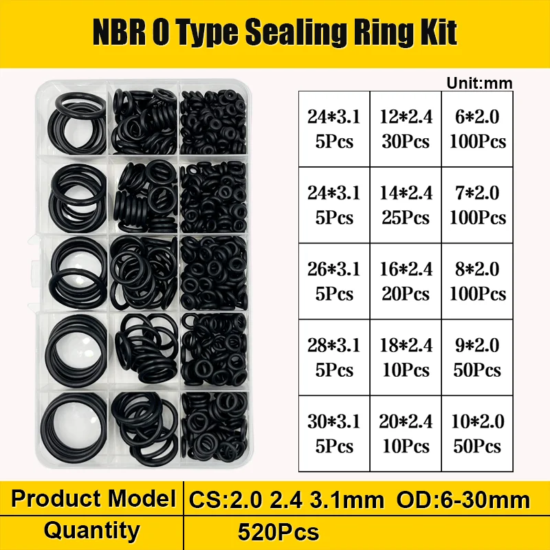NBR O-Ring Nitrilkautschuk Schwarz O-Ring Öl Verschleißfeste wasserdichte Dichtung Wasserhahn Rohr Auto Sanitär Pneumatische O-Ring Kit – Detail 15
