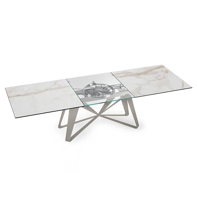 

Italian minimalist rock slab dining table, retractable designer modern table for home use