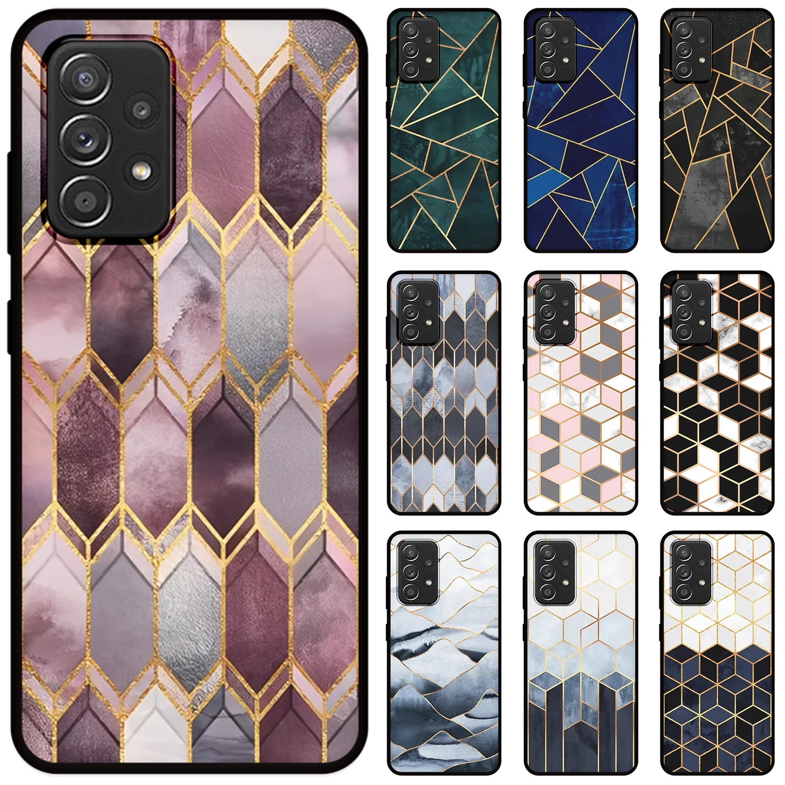 TPU Case For OnePlus One Plus 1+ 12 12R Nord CE4 2T 11 11R ACE 2 3 Pro Lite N200 Granite Marble Texture Geometric Printing Cover