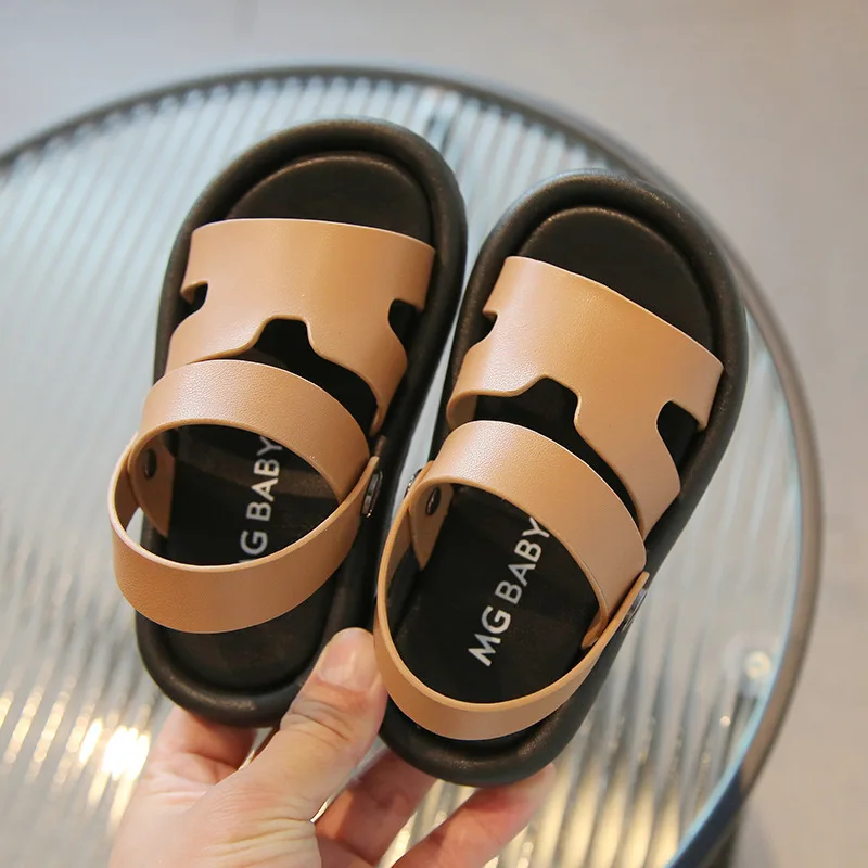 Boys Beach Sandals 2023 Summer Baby Girls Flats Fashion Party Dress Shoes Toddler Kids Shoes Brand Outdoor Black Slide Soft Sole