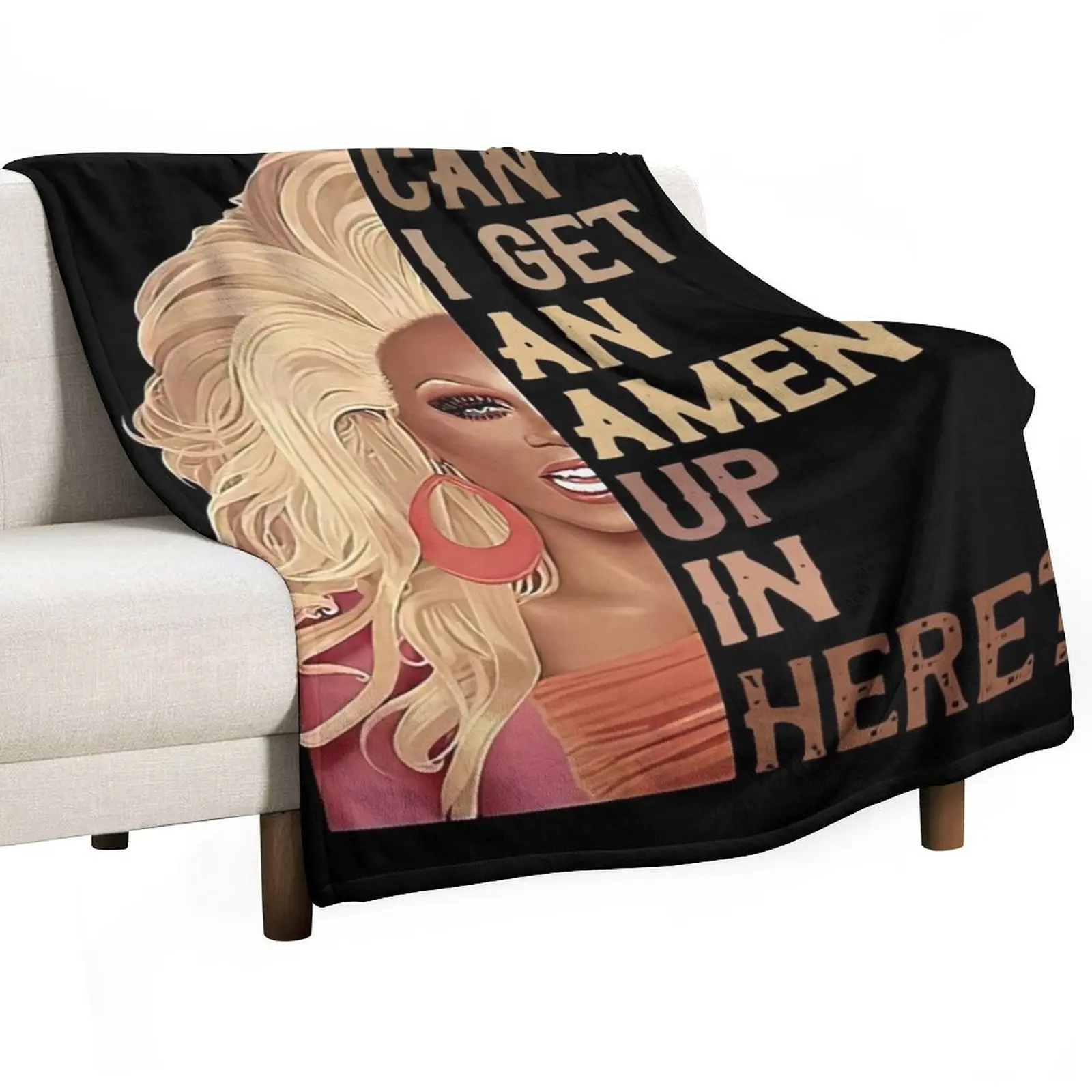 RUPAUL'S DRAG RACE CAN I GET AN AMEN UP IN HERE VINTAGE T-SHIRT Throw Blanket decorative Decorative Sofa Soft Moving Blankets