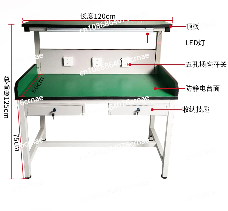 with Lamp Inspection and Maintenance Table Next To Injection Molding Machine Workbench Assembly Line Stainless Steel Workbench