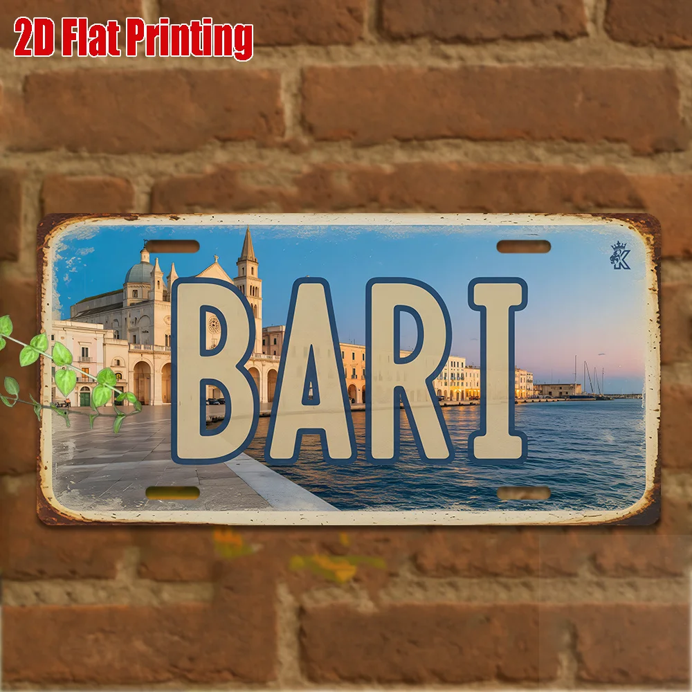2D Flat, [], 2D Flat Printing, 1pc, Vintage Metal Sign, Outdoor Wall Art (29.97cm * 14.99cm), BARI Aluminum Sign, Retro Decor