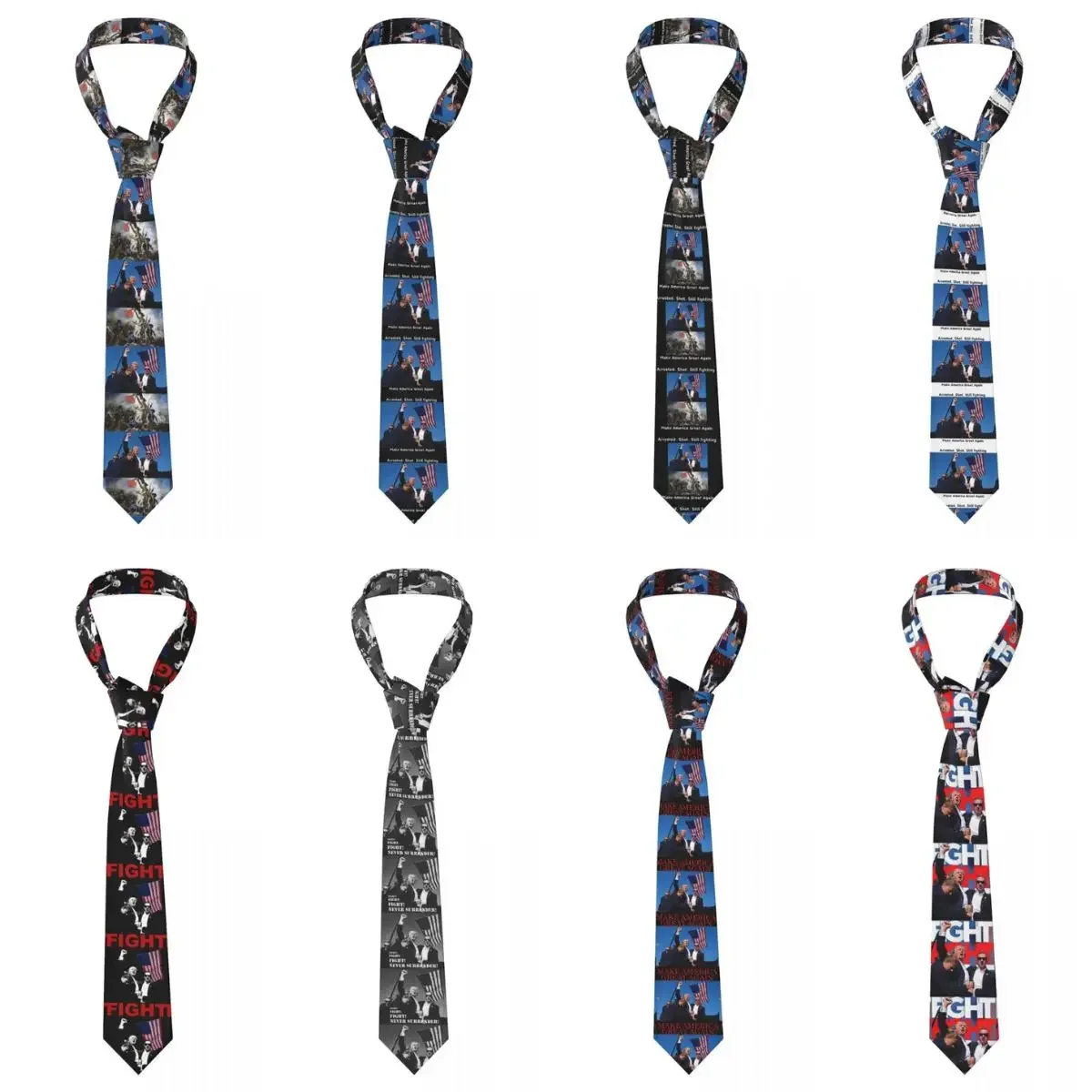 

2024 Trump Tie Daily Wear Neck Ties Shot. Still fighting Make America Great Again Classic Neck Tie For Male Collar Tie Necktie